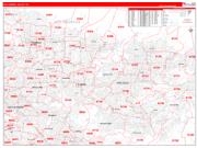 San Gabriel Valley Metro Area Wall Map Red Line Style 2022